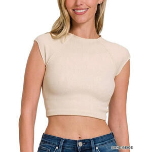 Ribbed Short Sleeve Seamless Soft Crop Top Zenana